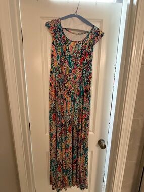 Vibrant Floral Teal Maxi Dress - Women's Summer Maxi